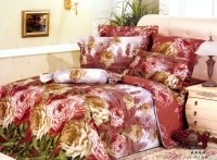 Постельное белье "Пионы" (1,5 спальный люкс КПБ, сатин, наволочки 70х70) артикул 6761a.