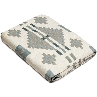 Покрывало жаккардовое "Романтика Квадраты", 220х235, цвет: зеленый артикул 6778a.